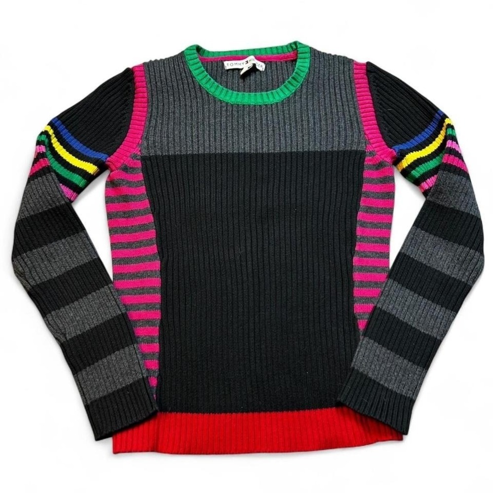 Vintage Tommy Hilfiger multicolor kidcore knitted babydoll sweater size medium